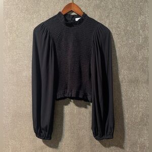 Market Black Smocked Top - size S